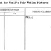 Request for World's Fair Motion Pictures