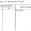 Requests for Opening Day Tickets