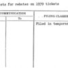 Requests for rebates on 1939 tickets
