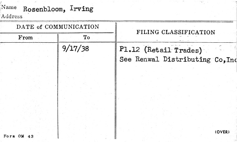 Rosenbloom, Irving - NYPL Digital Collections