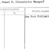 Rosoff, Samuel N. (Circulation Manager)