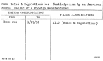 Rules & Regulations re: Participation by an American Dealer of a Foreign Manufacturer