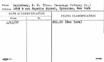 Salisbury, B.E. (Pres. Onondaga Pottery Co.)