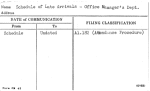 Schedule of Late Arrivals - Office Manager's Dept.