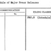 Schedule of Major Press Releases