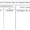 Schedule Of Special Days and Spacial Events