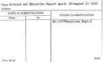 Science and Education Report April 30-August 15 1939