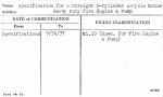 Specification for a Straight 6-Cylinder 4-Cycle Motor Heavy Duty Fire Engine & Pump