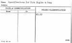 Specifications for Fire Engine & Pump