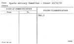 Sports Advisory Committee - Dinner 10/30/39