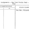 Staff Assignments - New York Worlds Fair - New Years Plan