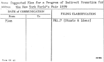 Suggested Plan for a Program of Indirect Promotion for the New York World's Fair 1939