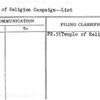 Temple of Religion Campaign--List