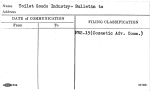 Toilet Goods Industry - Bulletin to