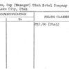 Toombes, Guy (Manager) Utah Hotel Company