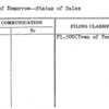 Town of Tomorrow--Status of Sales
