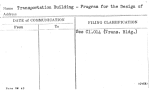Transportation Building - Program for the Design of
