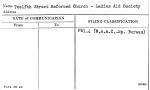 Twelfth Street Reformed Church - Ladies Aid Society