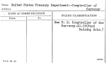 United States Treasury Department--Comptroller of Currency