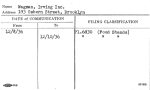 Wagman, Irving Inc.