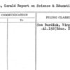 Wendt, Gerald Report on Science & Education Dept.