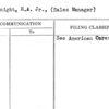 Winterknight, H.A. Jr., (Sales Manager)