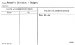 Women's Division - Budget