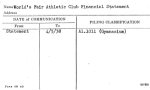 World's Fair Athletic Club Financial Statement