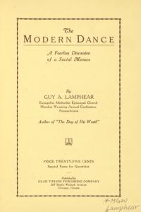 The modern dance: a fearless discussion of a social menace