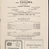 Anna Pavlova programs, 1922.