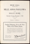 Anna Pavlova programs, 1923.